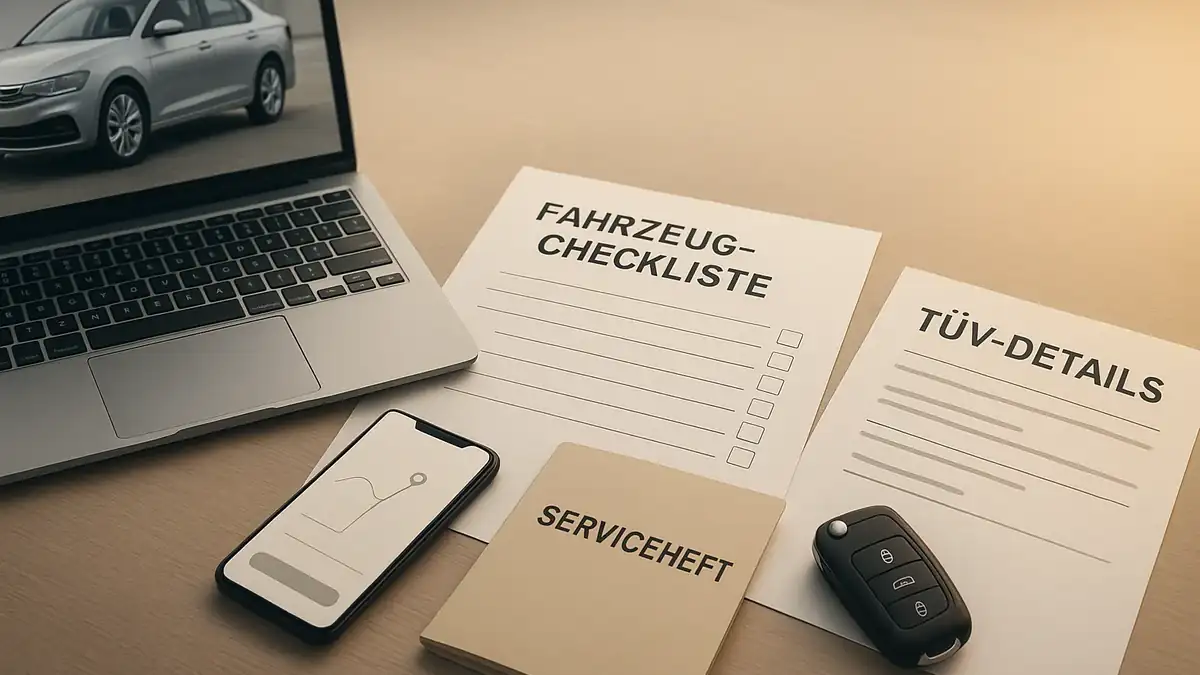 Illustration: Kaufvertrag fürs Auto: Welche Punkte unbedingt reinmüssen – Fahrzeug-Checkliste, Serviceheft, TÜV-Details