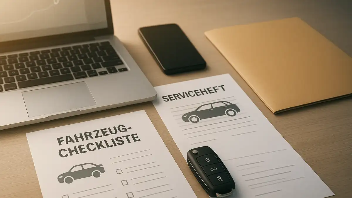 Illustration: TÜV prüfen: So erkennst du, ob ein Gebrauchtwagen bald teuer wird – Fahrzeug-Checkliste, Serviceheft, TÜV-Details